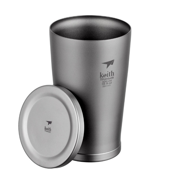KEITH 키이스 더블 월 티타늄 Vacuum Cup 320ml + 뚜껑 진공 이중 단열 맥주잔