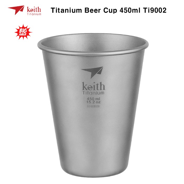 KEITH 키이스 티타늄 비어컵 450ml Ti9002 맥주잔 캠핑 등산 낚시